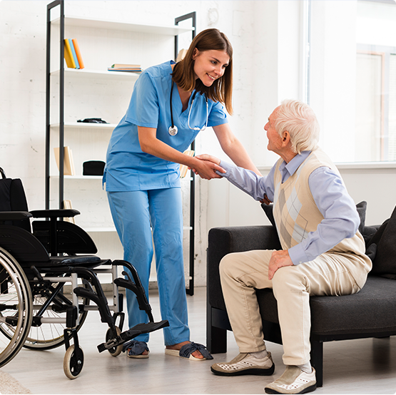 Nurse caring for a patient
